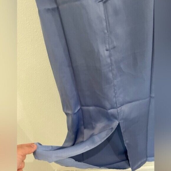 New WeWoreWhat Satin Feminine Midi Slip Dress Slit Romantic Contemporary Blue - Picture 10 of 11